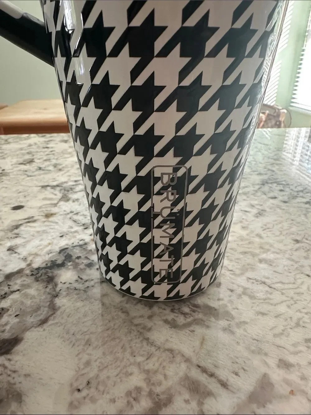 Black & White Houndstooth Travel Tumbler with Straw - 20oz